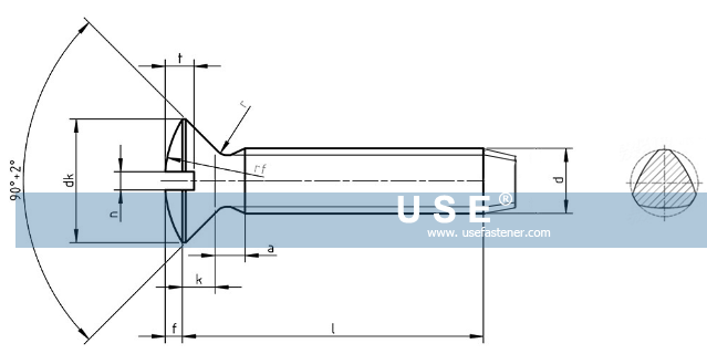 DIN 7500 L - Slotted Raised Countersunk Head Thread Rolling Forming Screws